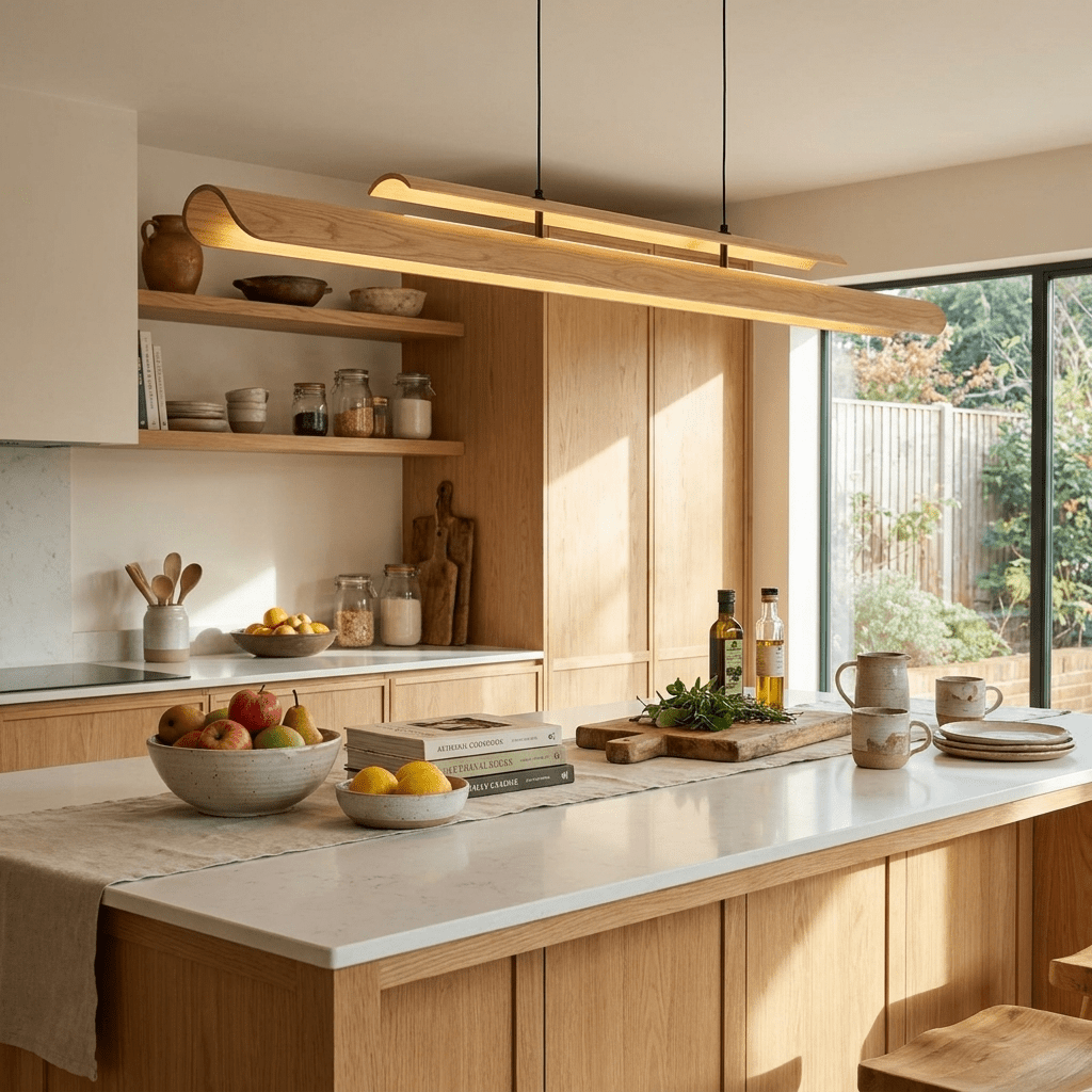 Two Tier Wood Linear Pendant Light - Vakkerlight