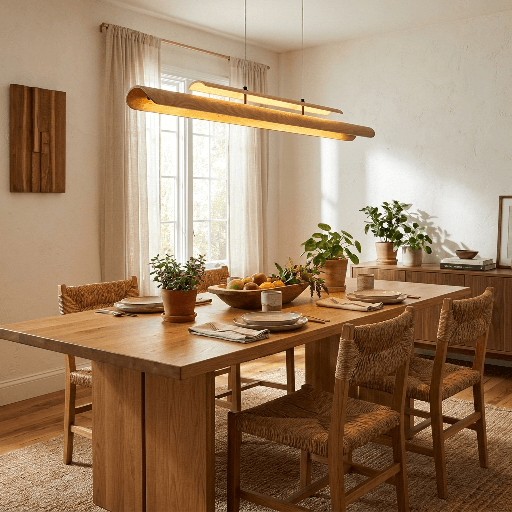 Two Tier Wood Linear Pendant Light - Vakkerlight