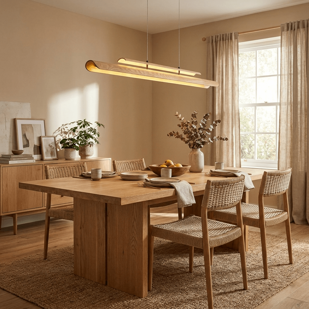 Two Tier Wood Linear Pendant Light - Vakkerlight