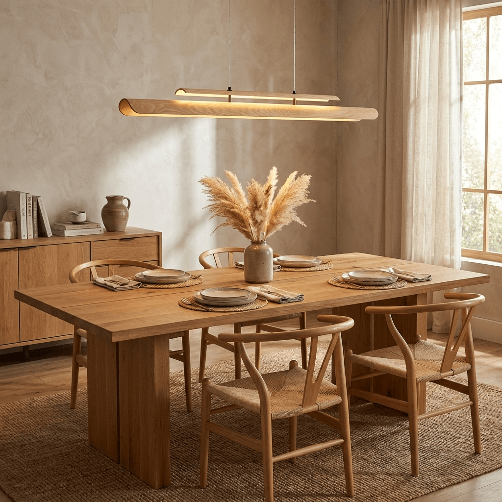 Two Tier Wood Linear Pendant Light - Vakkerlight
