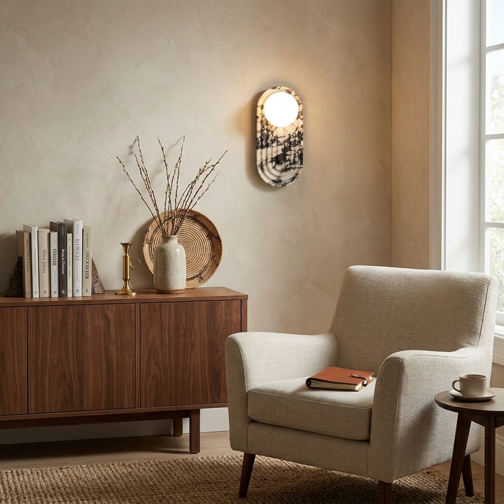 Valenne Stone Globe Wall Sconce