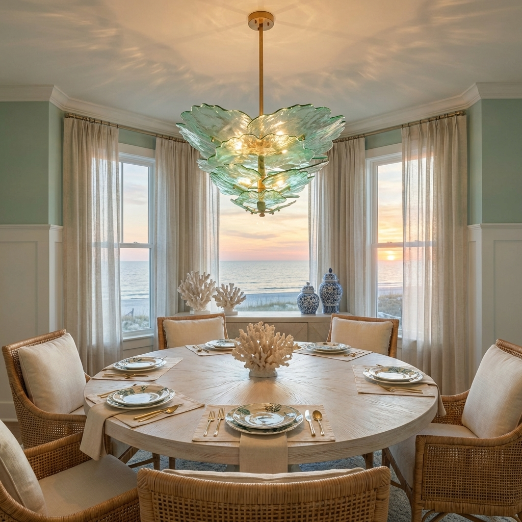 Verdant Petal Glass Chandelier