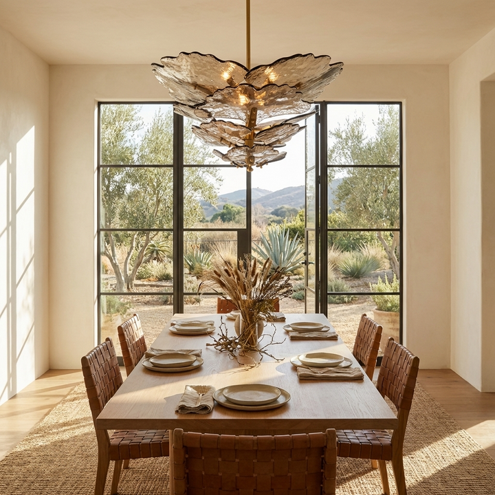 Verdant Petal Glass Chandelier