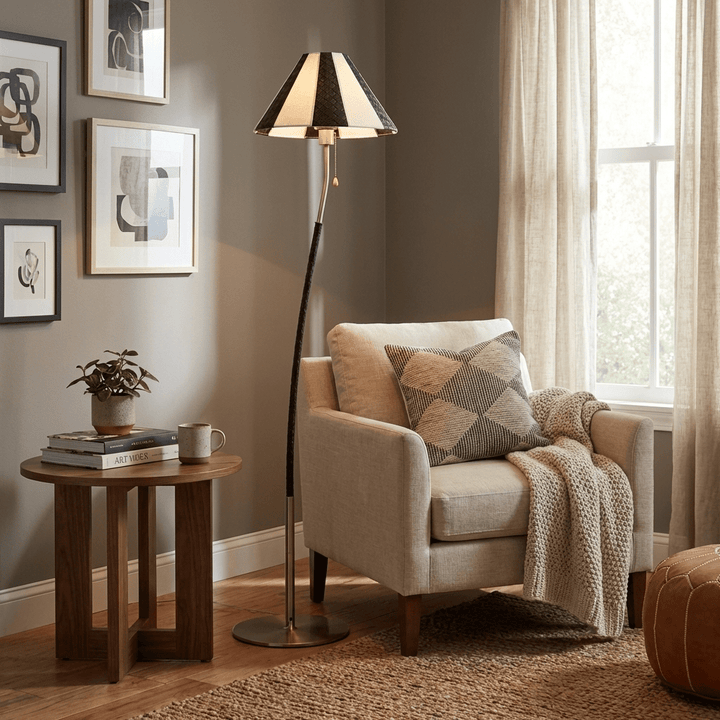 Verona Curved Striped Floor Lamp - Vakkerlight