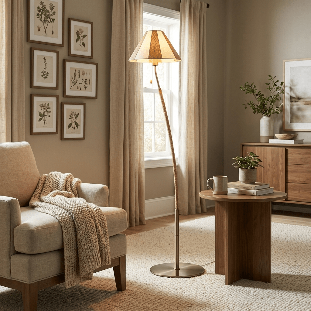 Verona Curved Striped Floor Lamp - Vakkerlight