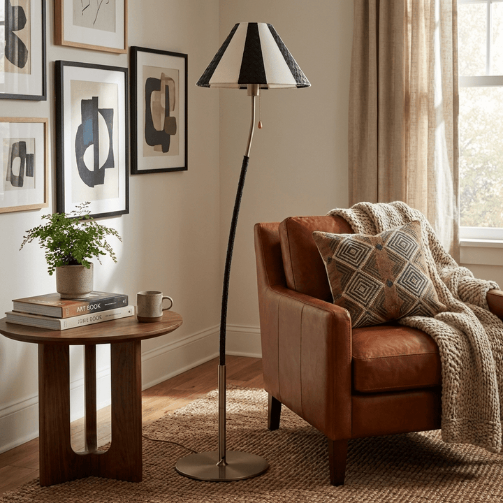 Verona Curved Striped Floor Lamp - Vakkerlight