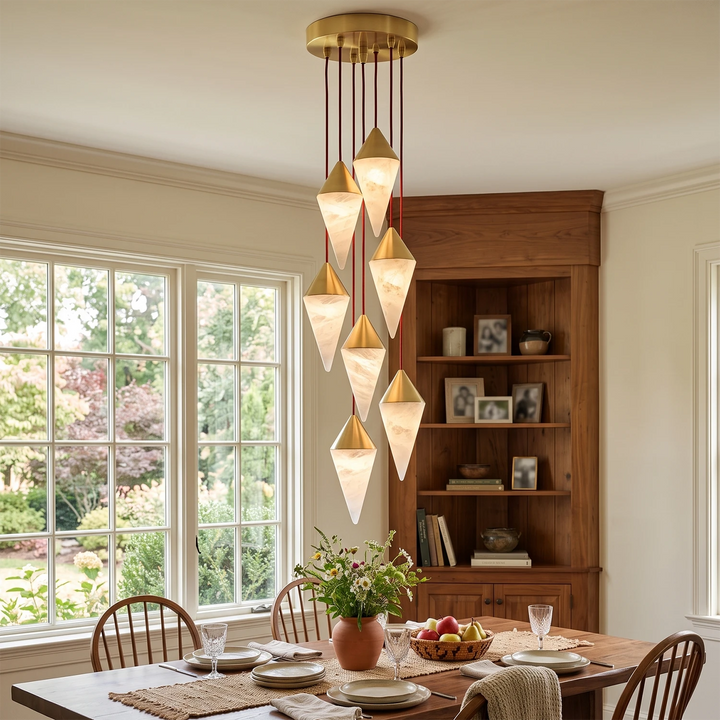 Vertex Faceted Alabaster Drop Chandelier