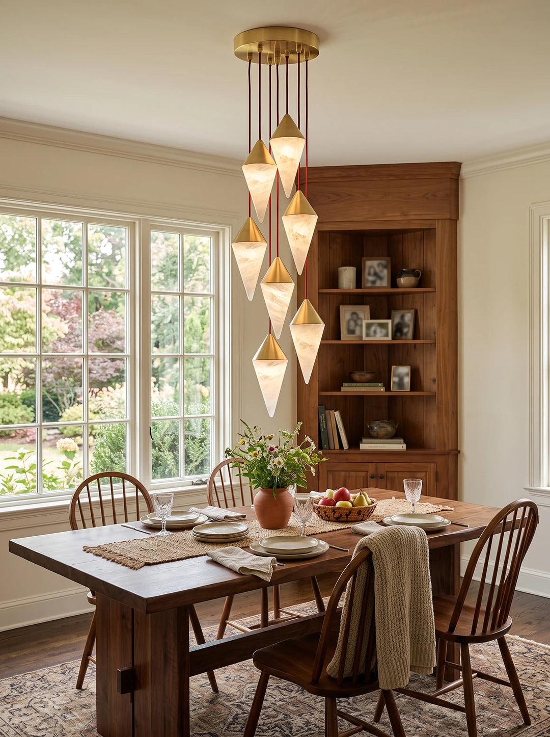 Vertex Faceted Alabaster Drop Chandelier