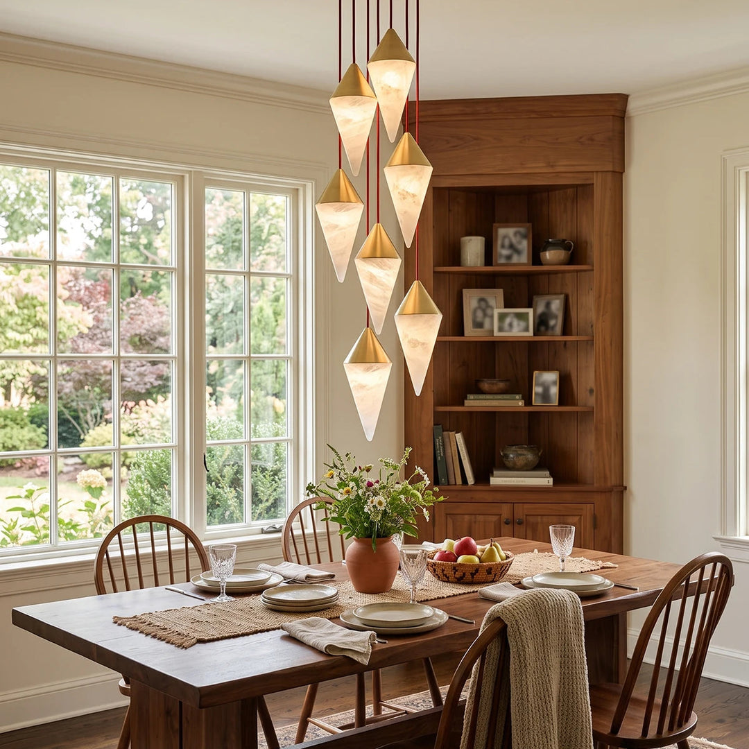 Vertex Faceted Alabaster Drop Chandelier