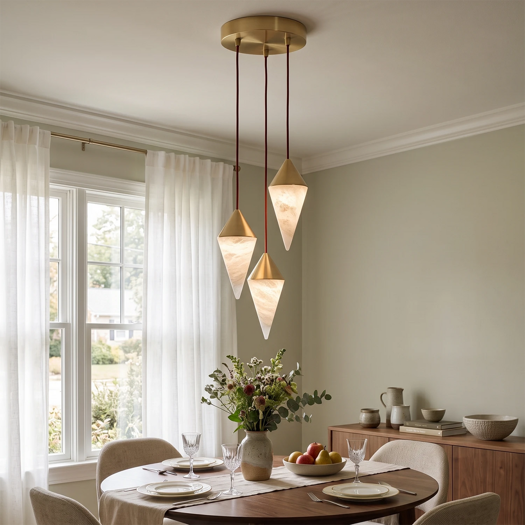 Vertex Faceted Alabaster Drop Chandelier