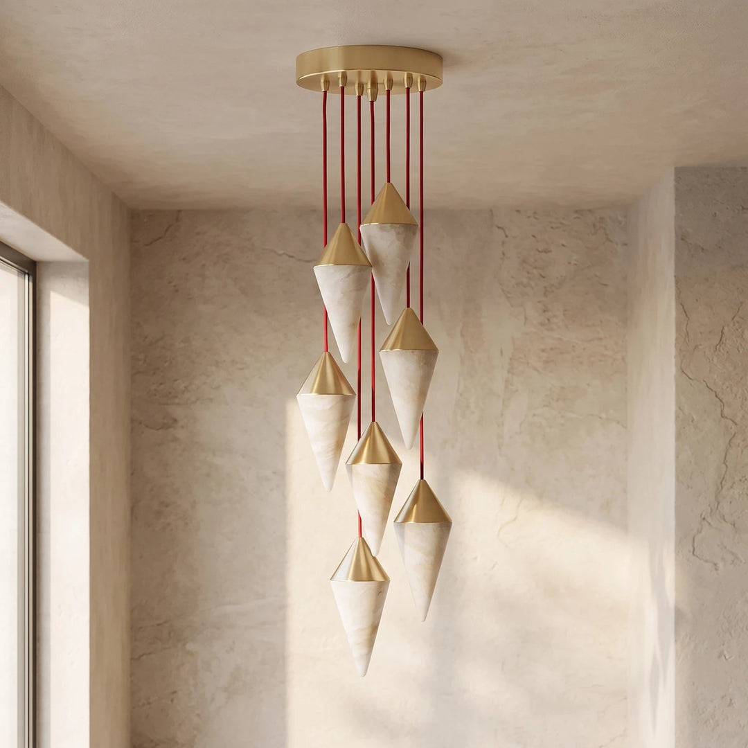 Vertex Faceted Alabaster Drop Chandelier