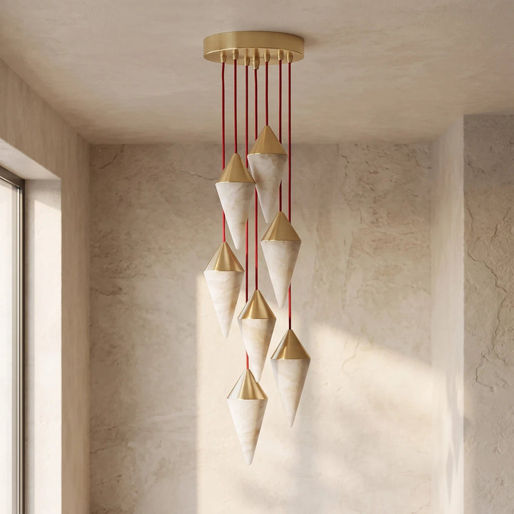 Vertex Faceted Alabaster Drop Chandelier