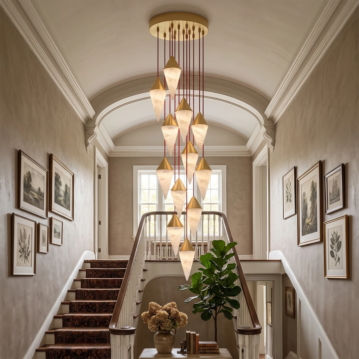 Vertex Faceted Alabaster Drop Chandelier