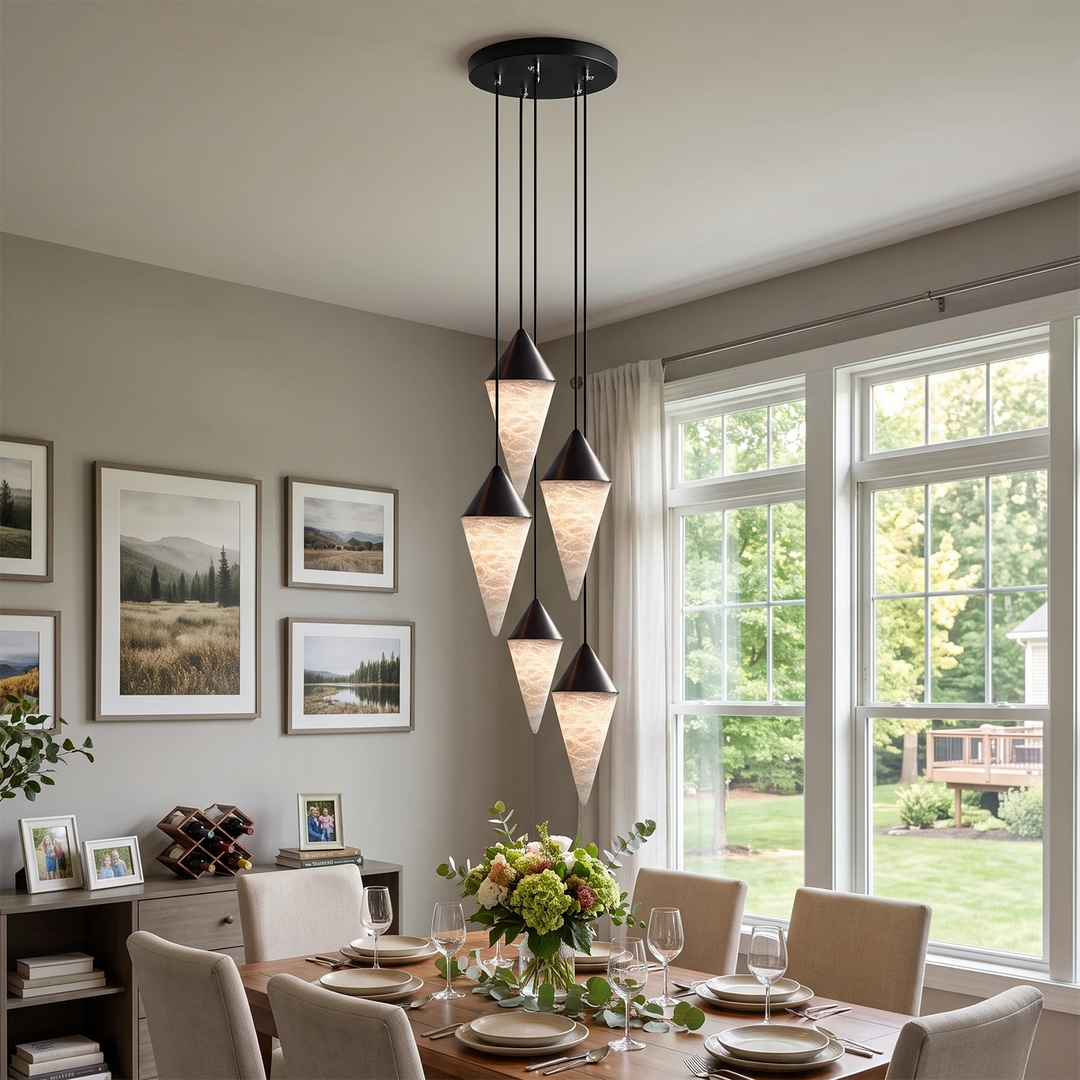 Vertex Faceted Alabaster Drop Chandelier
