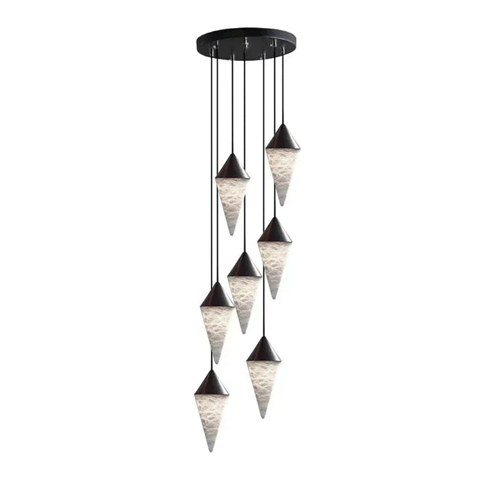 Vertex Faceted Alabaster Drop Chandelier