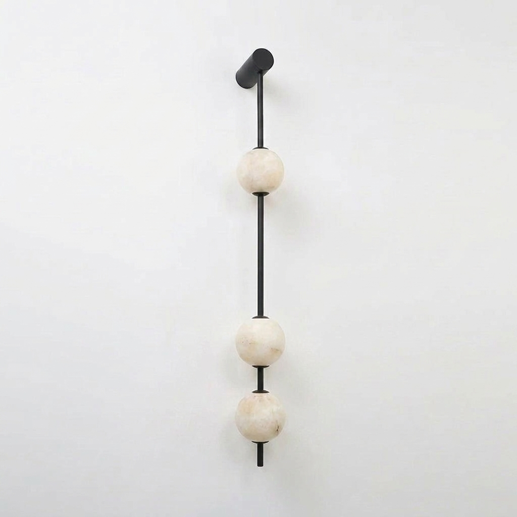 Vertical Alabaster Orb Wall Sconce