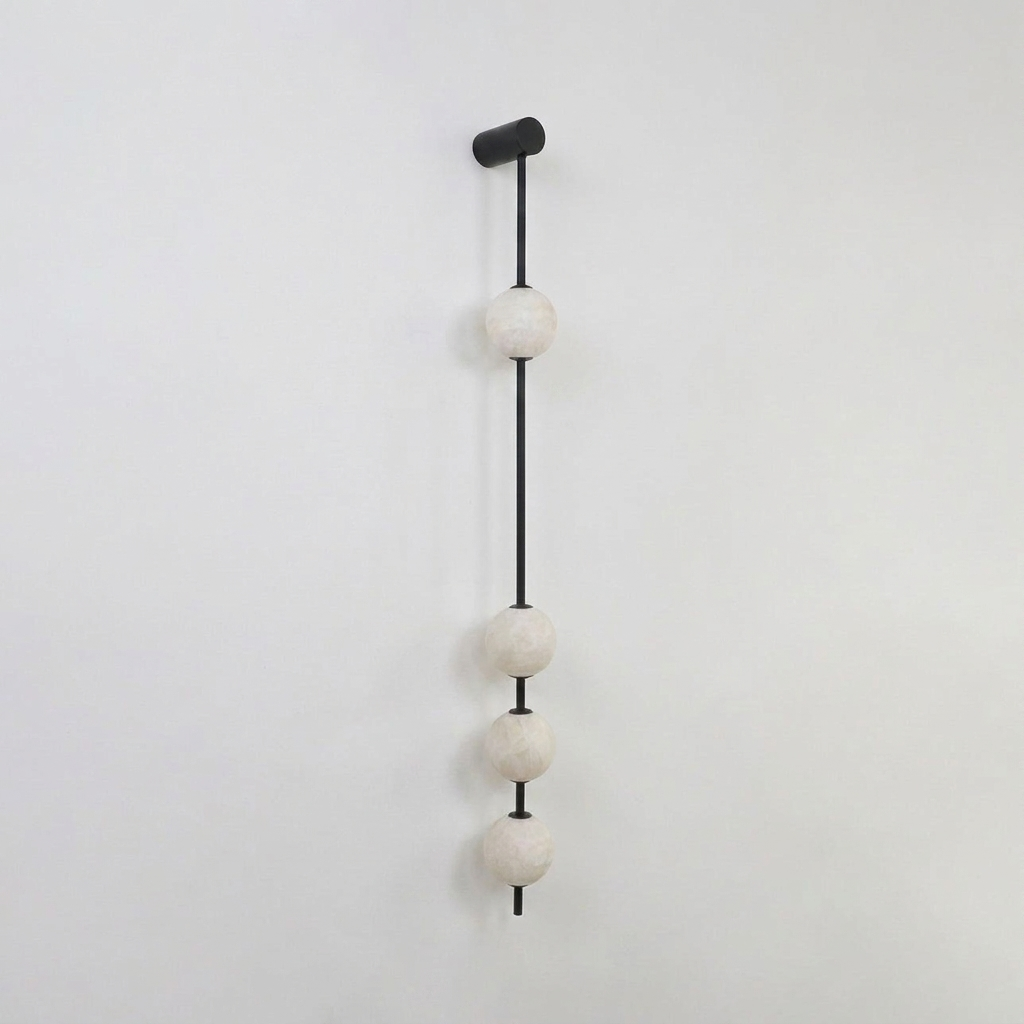 Vertical Alabaster Orb Wall Sconce