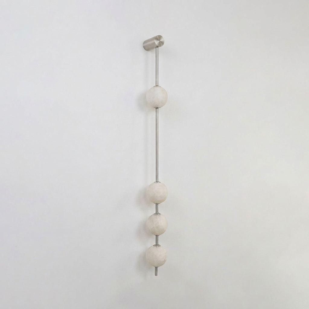 Vertical Alabaster Orb Wall Sconce