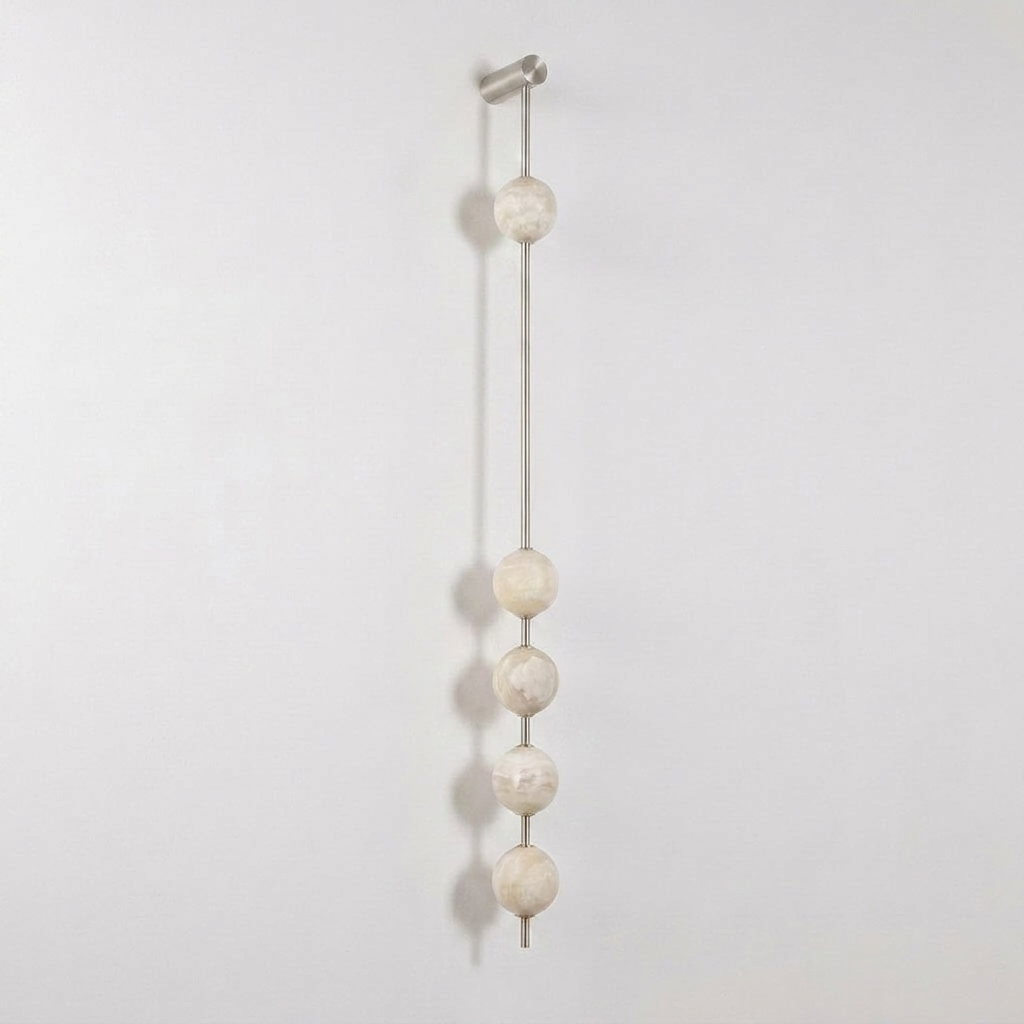 Vertical Alabaster Orb Wall Sconce