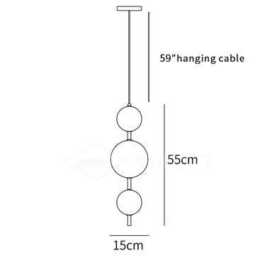 Vertical Globe Pendant Lamp — Dimension drawings 2
