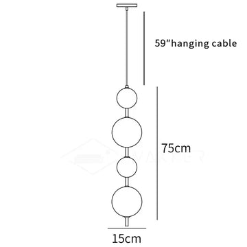 Vertical Globe Pendant Lamp — Dimension drawings 3