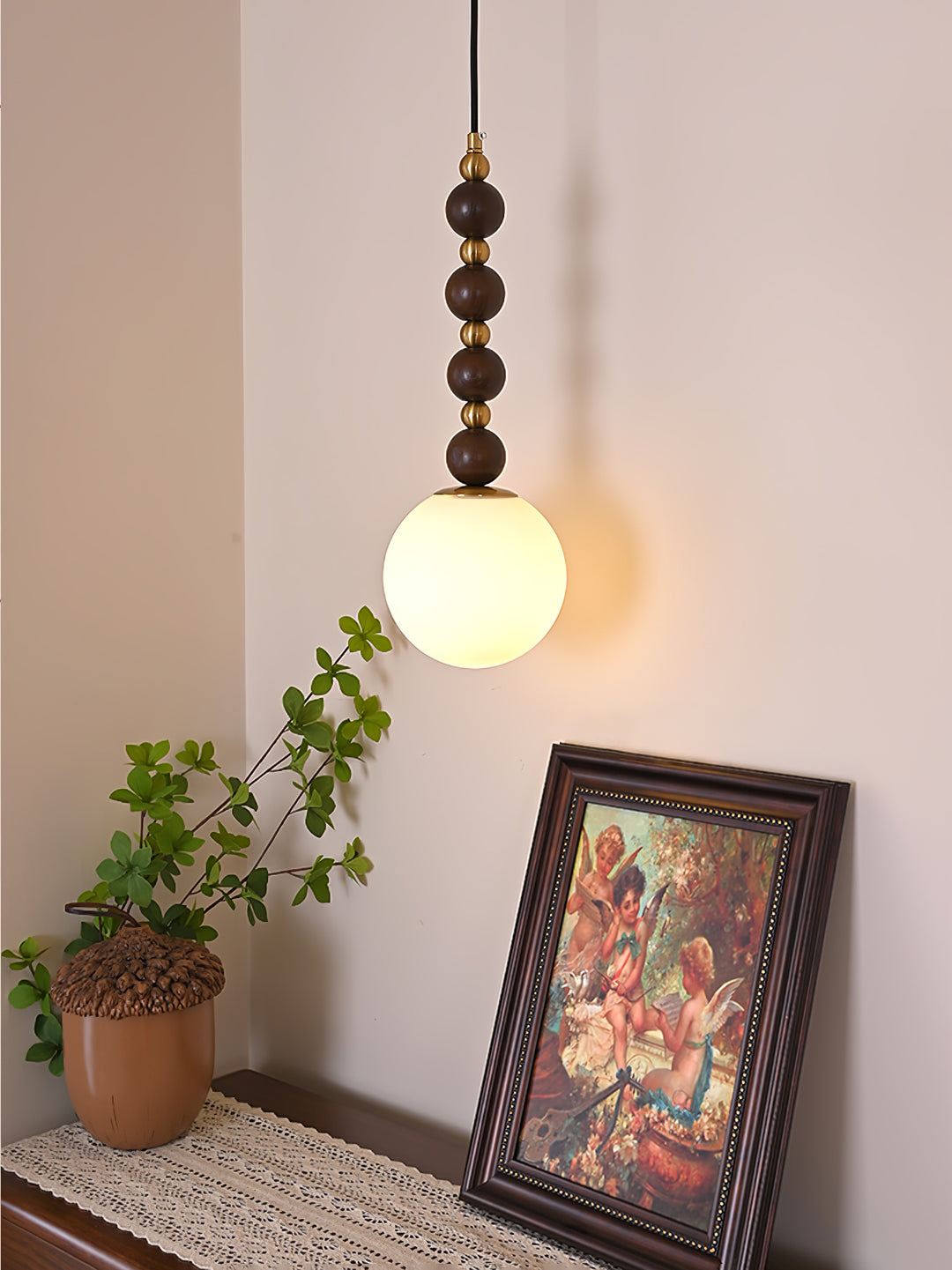 Vertical Walnut Balls Pendant Lamp - Vakkerlight