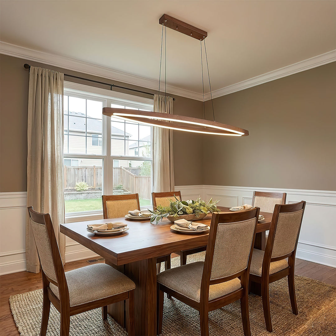 Walnut Arc Linear Pendant Lamp - Vakkerlight