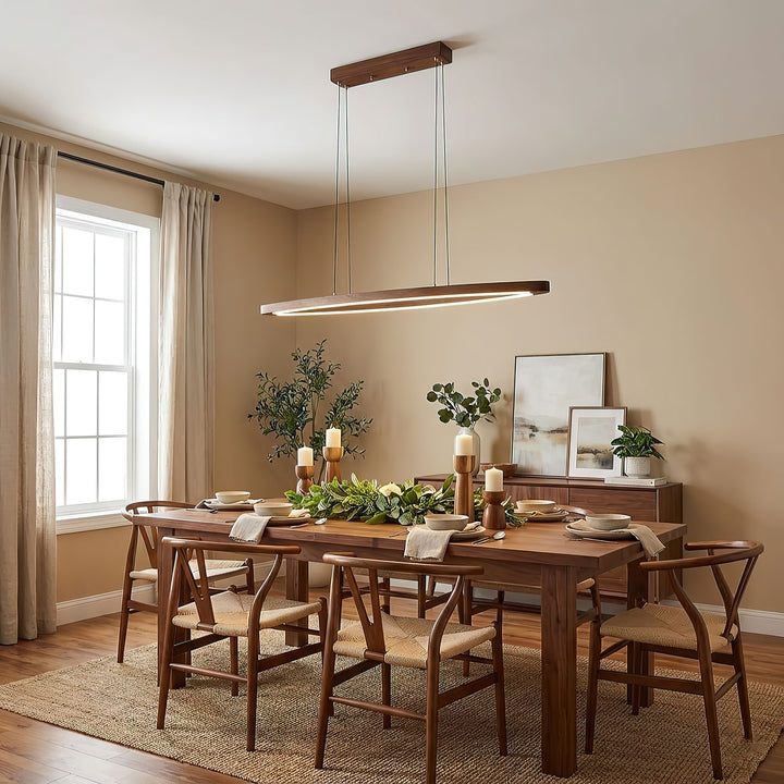 Walnut Arc Linear Pendant Lamp - Vakkerlight