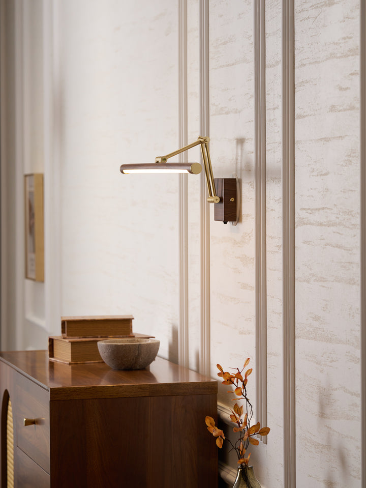 Walnut Color Linear Adjustable Wall Light - Vakkerlight
