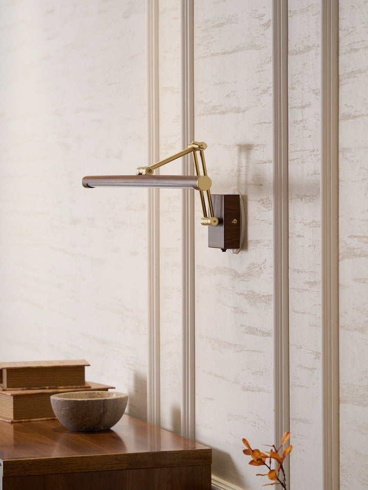 Walnut Color Linear Adjustable Wall Light - Vakkerlight