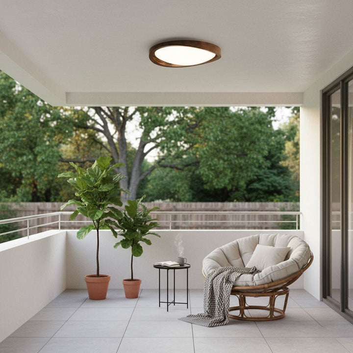 Walnut Curved Edge Ceiling Light - Vakkerlight