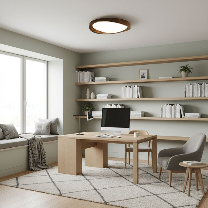 Walnut Curved Edge Ceiling Light - Vakkerlight