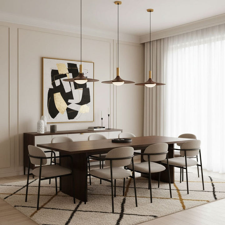 Walnut Wood Dish Pendant Light - Vakkerlight