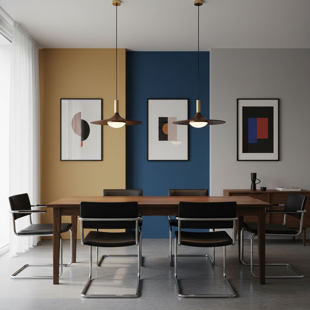 Walnut Wood Dish Pendant Light - Vakkerlight