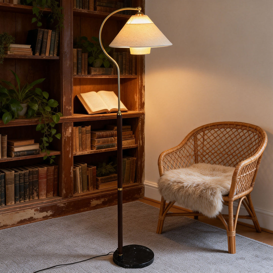Walnut Gooseneck Floor Lamp - Vakkerlight