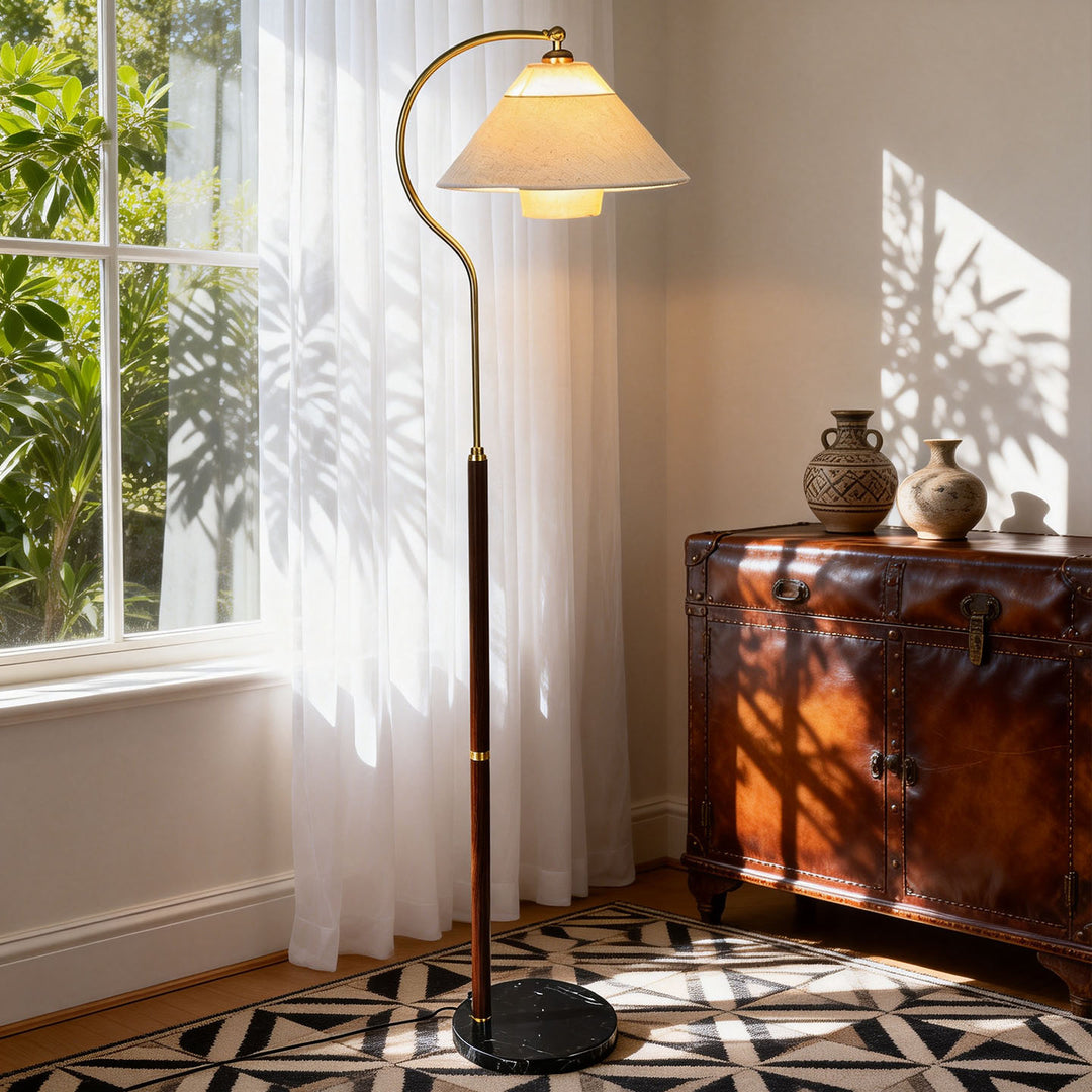 Walnut Gooseneck Floor Lamp - Vakkerlight