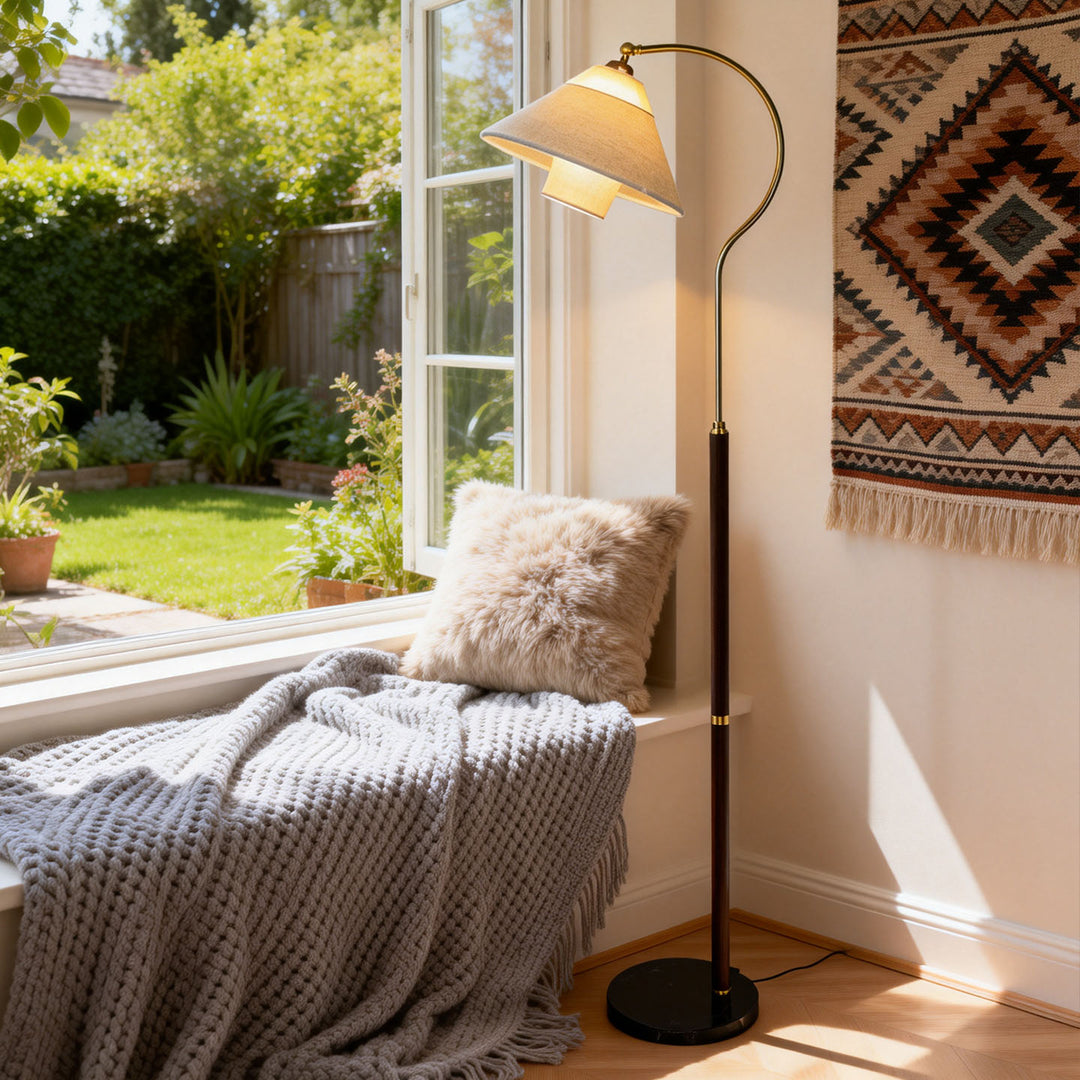 Walnut Gooseneck Floor Lamp - Vakkerlight