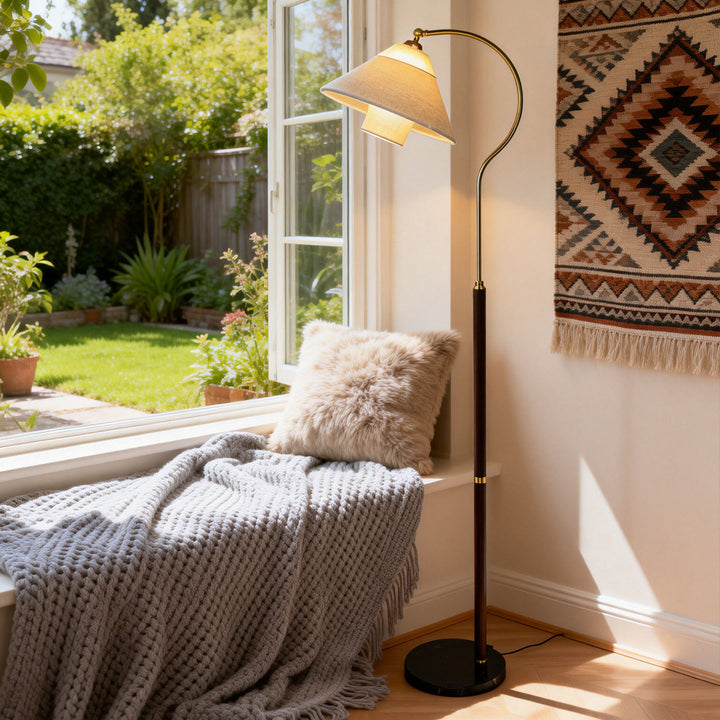 Walnut Gooseneck Floor Lamp - Vakkerlight