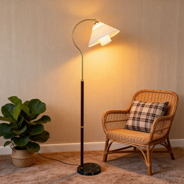 Walnut Gooseneck Floor Lamp - Vakkerlight