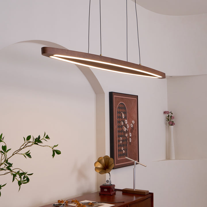 Walnut Arc Linear Pendant Lamp