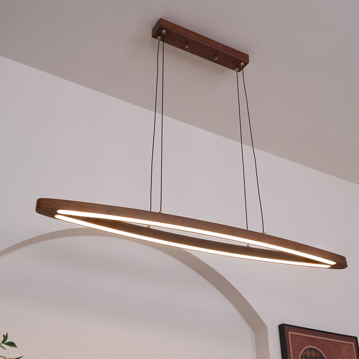 Walnut Arc Linear Pendant Lamp