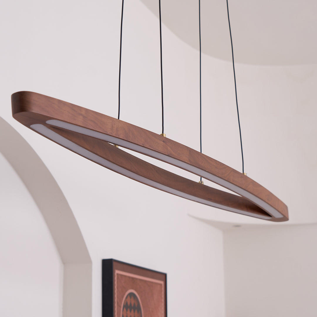 Walnut Arc Linear Pendant Lamp