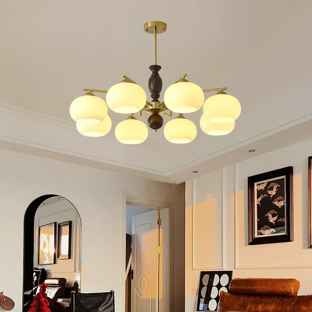 Walnut Beige Orb Chandelier - Vakkerlight