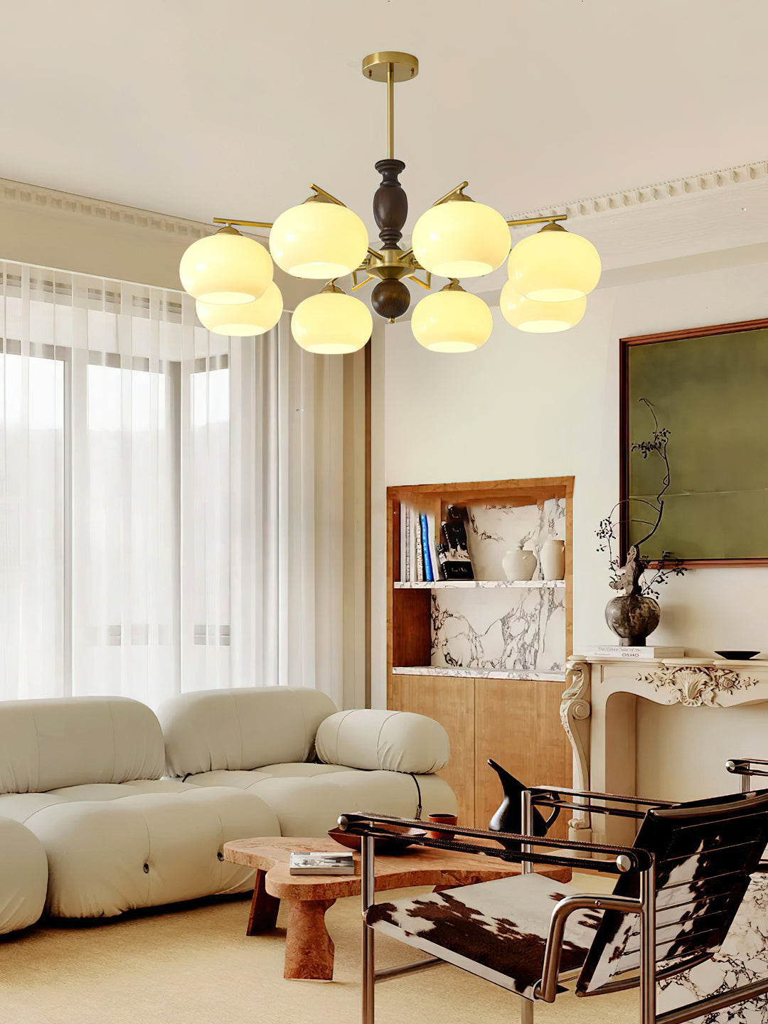 Walnut Beige Orb Chandelier - Vakkerlight