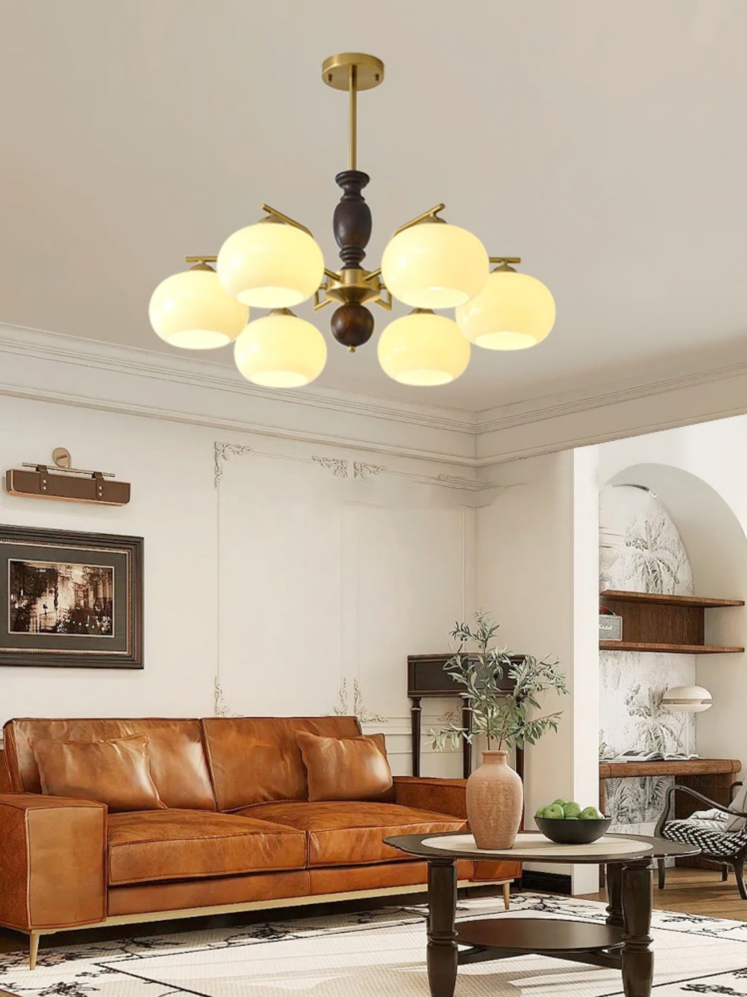 Walnut Beige Orb Chandelier - Vakkerlight