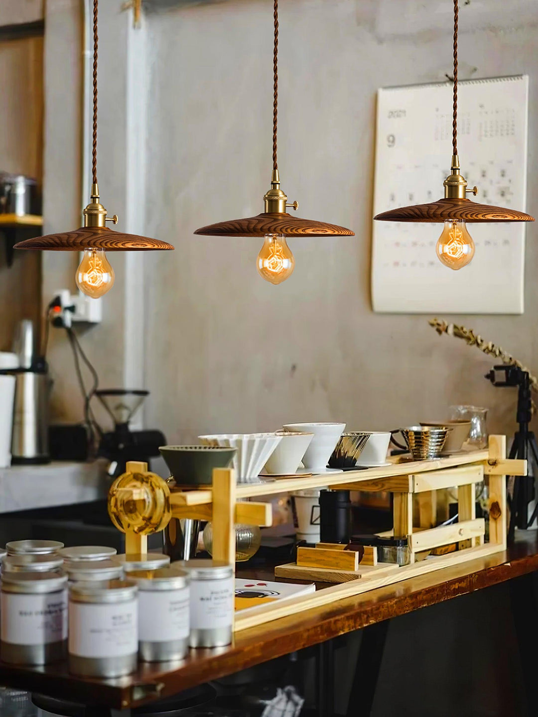 Walnut Conical Pendant Light - Vakkerlight