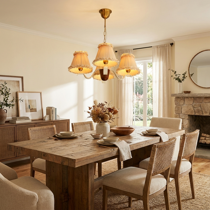 Walnut Fabric Chandelier