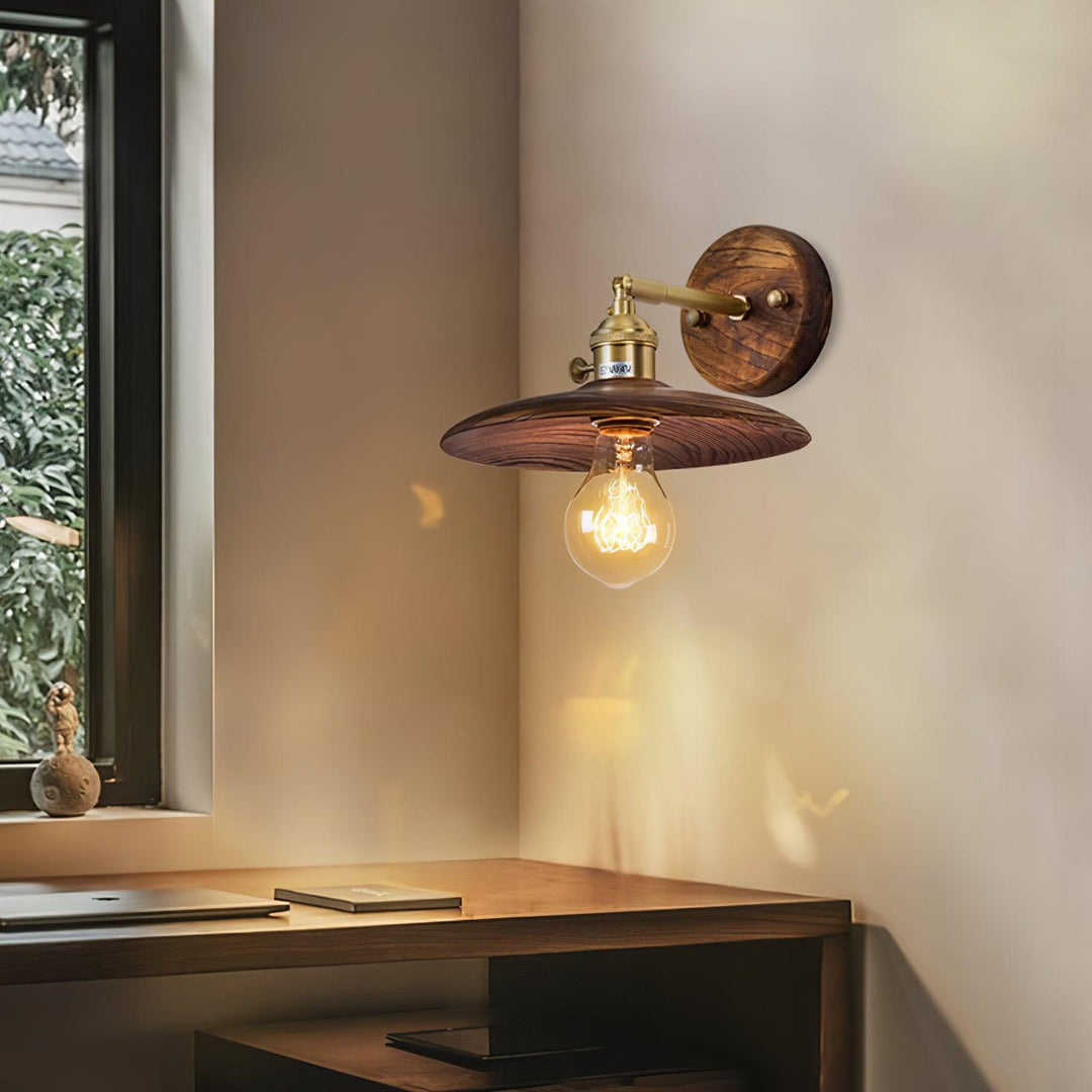 Walnut Flared Wall Light - Vakkerlight