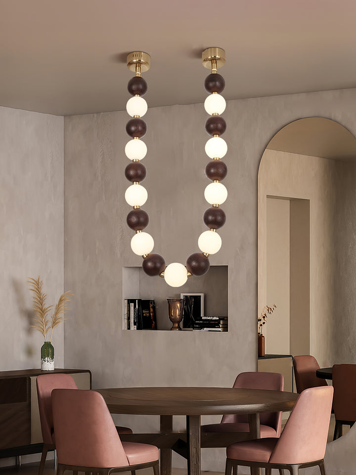 Walnut Bead Necklace Chandelier - Vakkerlight