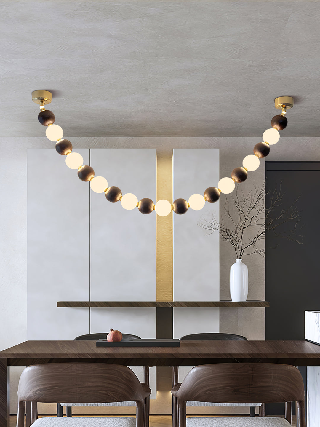 Walnut Bead Necklace Chandelier - Vakkerlight